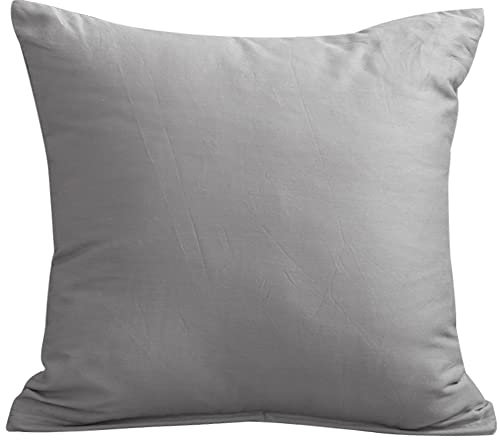 ATsense 2er Set Kissenbezug 40x40 cm - 100% Baumwolle, Grau Kopfkissenbezug mit Reißverschluss, Super Weicher Kissenbezug, ÖkoTex Zertifiziert für Allergiker Geeignet