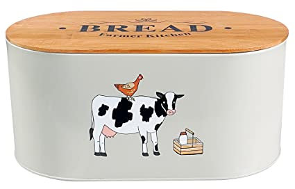 SiXsigma Sports Bread Bin Storage with Bamboo Lid, Bread Box, Bread crock, Tin, Bread Storage Canister for Kitchen Counter, Baked Goods Container, Storage Bread, Rolls, Pastries (MT-AG-BB)