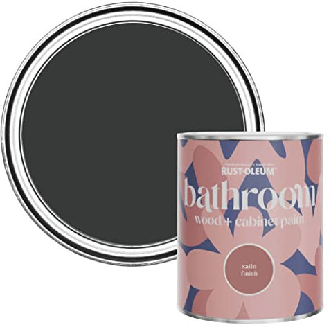 Rust-Oleum Black Moisture Resistant Bathroom Wood and Cabinet Paint in Satin Finish - Natural Charcoal (Black) 750ml