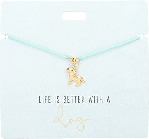 Depesche 11837-002 11837-002-Armband in Blau Life is Better with a dogmit goldenem Charm und Deko-Perle, variabel in der Länge tragbar, ideal als Geschenkidee