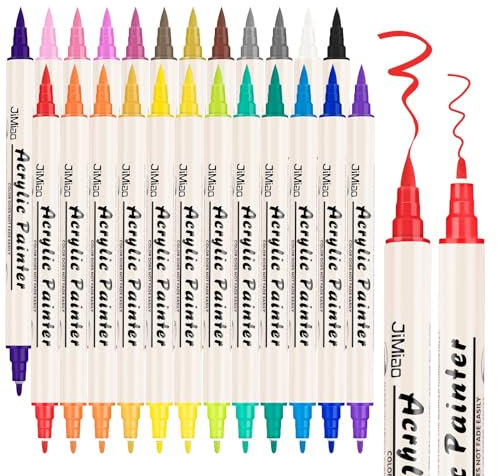 Acrylstifte für Steine Wasserfest Dual Tip Acrylic Painter Acryl Stifte 24 Farben Lackstift Acrylstifte kinder Stifte Steine Bemalen Holz Leinwand Kunststoff Metall Acryl Multimarker Bastelarbeiten
