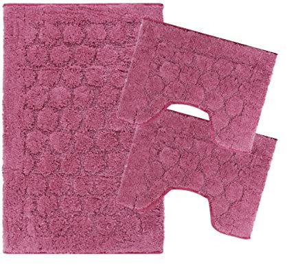 SaRani Set Tappeti Bagno Tris 3 Pezzi Doccia Bidet Water Foglia Colori (Fucsia)