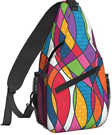NiuKom Schultertasche für Damen, Umhängetasche, lässiger Tagesrucksack, Rucksack, Herren, Brusttasche, Fitnessstudio, Radfahren, Reisen, Wandern, Bunte Abstraktion, Einheitsgröße, Sling-Rucksäcke