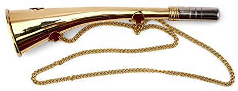 NKlaus corno da nebbia marittimo 23cm ottone massiccio oro con catena 23cm suono autentico 11697