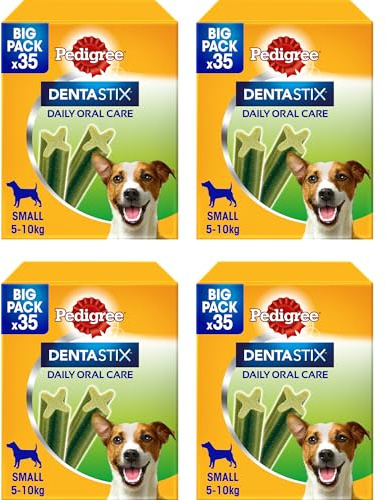 Pedigree Dentastix Fresh 140 Snack für die Mundhygiene (Kleiner Hund 5-10 kg) 550 g 35 Stück - 4 Packungen mit 35 Stück (insgesamt 140 Stück)