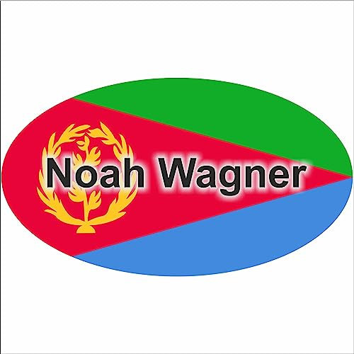 Kiwistar Klebeetiketten - Aufkleber - Fahne - Flagge - Eritrea - 10x6,6 cm - mit Wunschtext - Name - personalisiert - Namensaufkleber - Autoaufkleber - Racing