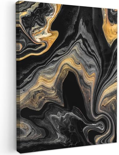 MuchoWow© Impression sur Toile Decoration Murale Peinture 50x70 cm Tableaux Decoratifs Muraux Décoration Chambre Marbre - Acrylique - Or - Luxe - Abstrait