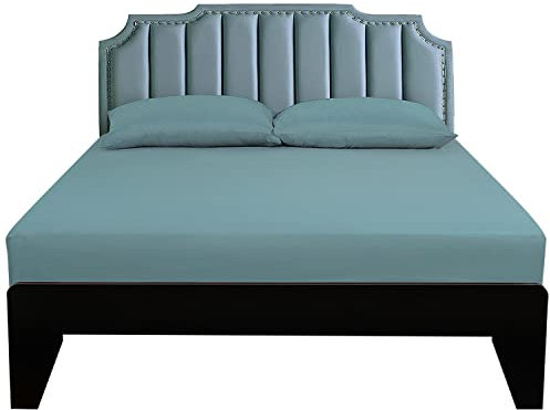 Lirex Spannbettlaken, 90 x 200 cm,100% Baumwolle 300 Fadenzahl Weiches Atmungsaktives Spannbettlaken, Blau
