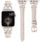TOYOUTHS Leather Strap Compatible with Apple Watch Straps 41mm 40mm 38mm 42mm Women Slim Band D-Shaped Metal Buckle Rhinestones Luxury Bracelet for iWatch 10/9/8/7/SE/6/5/4/3/2/1, Starlight/Starlight