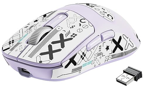 VGN GAMEPOWER ATTACK SHARK X3 SUPERLIGHT Mouse Gaming Wireless, 49g Ultraleggero Mouse da Gioco, PixArt PAW3395, 26,000 DPI, 2.4G/BT5.0/Cablato, Mouse Grip Tape, Durata Batteria 200Hrs, Lavanda