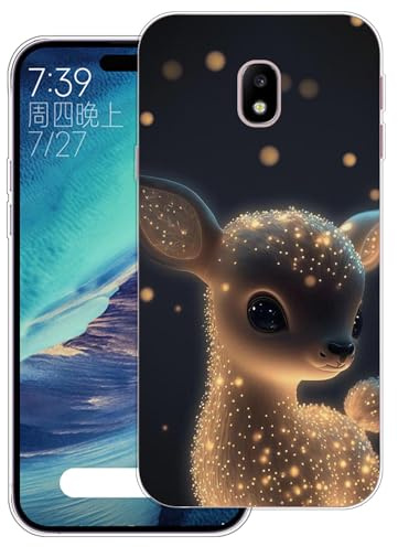 WUACYEAMING Hülle für Samsung Galaxy J3 2017,Aesthetic Motiv Weiche Silikon Muster TPU Bumper Stoßfest Schutzhülle Transparent Mädchen mit Cover HandyHülle case Pattern-(Kleiner Hirsch)