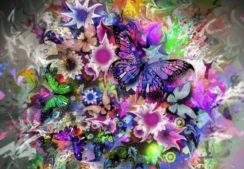 Grafika - Blumen und Schmetterlinge, 1000 Teile Puzzle - Natur & Wald - Zeitgenössische farbige Darstellung - Puzzle für Erwachsene