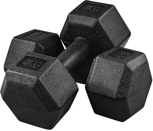 Yaheetech Weights Dumbbells Set of 2 Dumbbells Pair 2x4kg Hand Weights Set for Home Gym Workout Strength Training, Total Weight 8kg