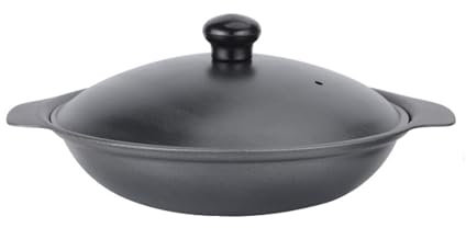 HOUSN Gusseisen-Wok mit Deckel, Antihaft-Pfanne, universell für mehrere Herde, geeignet für einzelne oder mehrere Personen, Kleiner Mini-Wok,Schwarz,18cm