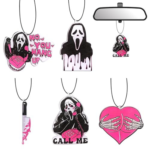 Jeffdad Rosa Geist Niedlich Auto Innenraum Rückspiegel Charms Ornament, 5 Stück Acryl Auto Rückspiegel Zubehör für Auto hängende Dekoration Auto Interieur Zubehör für Frauen Teenager Mädchen Geschenk