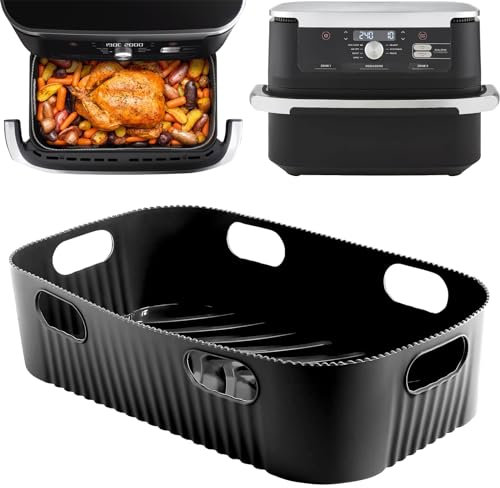 Large Silicone Air Fryer Liners Compatible for Ninja Flexi Drawer Air Fryer Accessories 10,4L AF500UK, COSORI 10L, Reusable Airfryer Liners Airfryer Accessories Compatible for Ninja AF500UKCP,BPA-Free