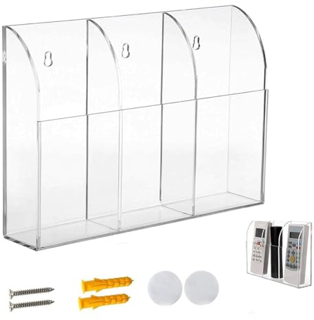 Fernbedienungshalter, Acryl, Wandmontage, Fernbedienungshalter, Organizer-Box, Aufbewahrungsbehälter, Stifthalter, Bürobedarf, Zubehör, für Klimaanlage, TV-Box (3 Fächer)