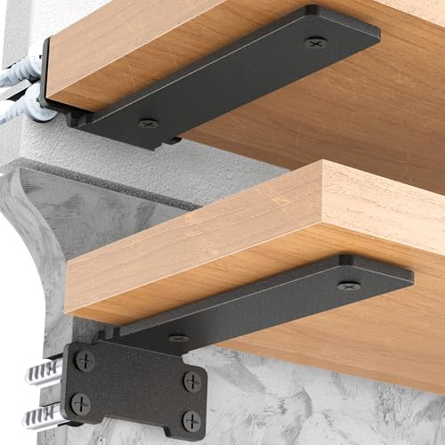 Yeabett 4 stück Regalhalterung Regalträger 25 cm | Regalwinkel Schwerlast | Metall Regalträger mit Schrauben | 75 kg Tragkraft | für Wandmontage | einfache Montage | Schwarz