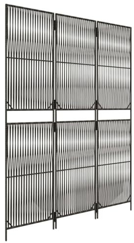 3-teilig Paravent, 147 x 200 cm Poly Rattan Paravent Raumteiler Faltdesign Trennwand Sichtschutz Spanische Wand Raumtrenner für Wohnzimmer Balkon, Grau