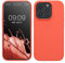 kwmobile Handyhülle für iPhone 15 Pro Hülle, für iPhone 15 Pro Case - Hülle Silikon - kabelloses Laden - Leuchtende Koralle