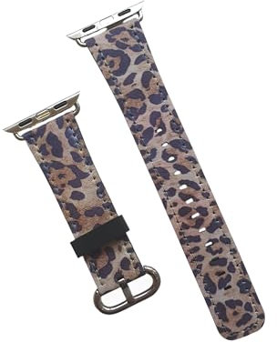 Leopard Print Watch Strap for Apple Watch | Faux Leather Watch Band | Animal Print Strap for Apple Smartwatch (Small: for 38-40 mm display)