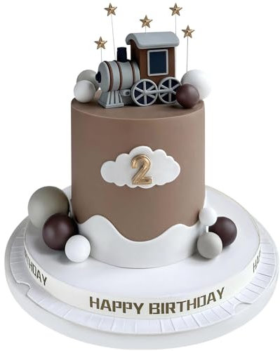 Zug Kuchen Dekoration, 18 PCS Zug Kuchen Topper, Tortendeko Kugeln, Zug Cake Decoration, Zug Cake Topper, Zug Thema Geburtstag Dekorationen, Geburtstags Dekorationen für Kinder (Grau)