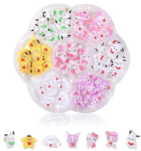 DMQ 3D Hello Cat Nail Charms, 77Pcs Cartoon Cat Nail Gems, Kawaii Dog Nail Decorations for Nail Art Supplies, 3D Cute Nail Jewellery Nail Charms Nail Decorations for Nail Art
