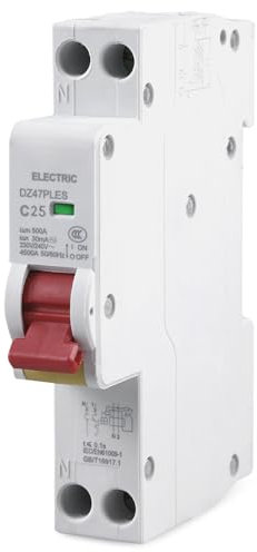 WIYETY Interruptor FI/LS, AC230 V 30 mA, interruptor diferencial C25 1P+N, interruptor de circuito automático con RCBO 25 Amp, corriente nominal RCD, 35 mm montaje en carril DIN