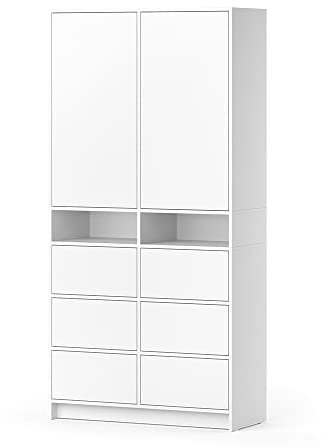Vicco Armoire à vêtements Naara, Blanc, 98.6x200cm avec tiroirs