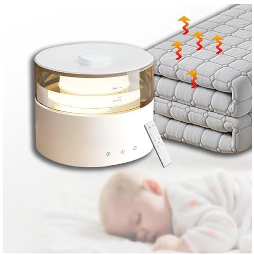 MeLtor Wasserkreislauf Wärme Unterlage Bett 180x200, 2 Temperaturzonen Fernbedienung,3 Temperaturstufen Wärme Unterbett Geringer Stromverbrauch Waschbar, Mit Nachtlicht