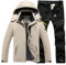 Skianzug Herren 2 Teilig Set - Schneeanzug Herren Zweiteilig Outdoor-Skikleidung Winddicht Ski Anzug Mit Kapuzen Atmungsaktiv Softshelljacke/Schneehose Winter Snowboarden Ski-Anzug Schnee-Jumpsuit