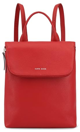 Lloyd Baker London – AGRA Backpack: 100% Genuine Full Grain Leather Women's Backpack- SAMBA (Red)