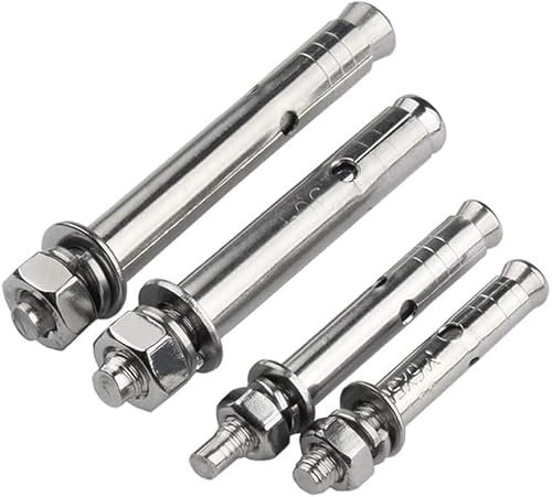 Expansionsbolzen Dehnbolzen, Ankerbolzen, M16 304 Edelstahl – Sechskantmuttern und Schrauben, Hülsenlänge, M16 x 100 mm, Silber