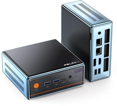PELADN WO4 Gaming Mini PC - AMD Ryzen 5 5500U Mini Computers with 16GB DDR4 512GB SSD, Mini Desktop Computer with Dual RJ45 LAN, WiFi6, BT5.2