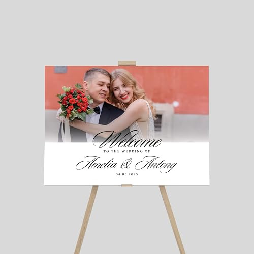 Personalised Wedding Welcome Entrance Sign Board Custom Large Acrylic Plaque Modern Wedding Reception, Engagement Party Decor (Design 16)