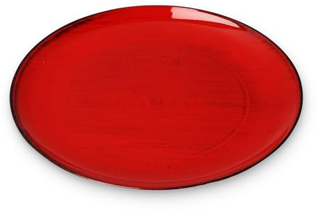 Deko-Teller 28 cm in rot-schwarz Vintagelook - Flacher Teller als Tischdeko Kerzenteller