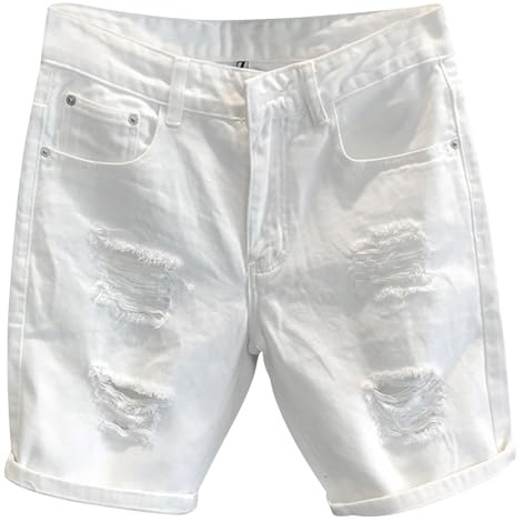 Hip Hop strappato jeans da uomo vintage lavato jeans corti bermuda pantaloncini estivi denim pantaloncini in cotone moda streetwear pantaloncini in denim gamba dritta pantaloni da lavoro pantaloncini