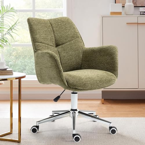 BRTHORY Bürostuhl 360 ° Drehstuhl Homeoffice Stuhl Schreibtischstuhl mit Armlehnen höhenverstellbar Schminkstuhl mit gepolstertem komfortabler bis 150 kg belastbar für Home Office und Büro