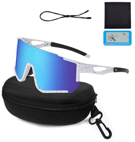 XWUX Sportbrille Schnelle Brille Herren Damen, UV400 Polarisiert Fahrradbrille, HD Ansicht Rutschfeste Fahrradbrille Rennrad Brille für MTB Rennrad Radfahren Laufen Golf Ski Rave