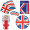 Smiffys Union Jack Tableware – 95 Piece Party Pack with Tablecover, Cups, Round Plates, Napkins & Flag Picks – VE Day 80th Anniversary Decorations for UK, Royal, Olympic, Eurovision and British Events