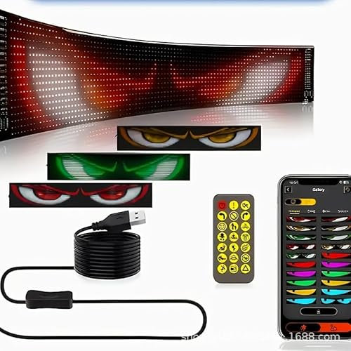 OBEST 2PCS Panel LED Programable Flexible, Letrero Señales Panel Coche Graffiti Personalizado, Pantalla Letrero Animación GRB Bluetooth App Control, Decoración Interior Coche
