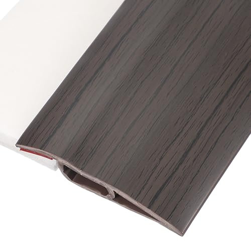 sourcing map Floor Transition Strip 3.3ft Self-Adhesive Flooring Edge Trim Strip for Uneven Floors Gaps from 11/16 to 13/16, Black Brown