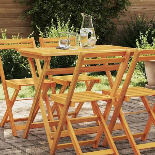 QUAHEAS Gartentisch Braun 90x55x75cm aus massivem Akazienholz, klappbar, robust, langlebig, ideal für Garten, Terrasse, Balkon, vielseitig einsetzbar, wetterfest, für Outdoor & Indoor