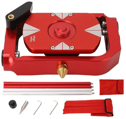 Total Station Rotating Prism 0 30 mm Offset Prism-Prism-Prism för mätning Hög Precision Durable K9 Glas Aluminium Alloy Red Color 12 mm Rod Diameter 4 st Rod