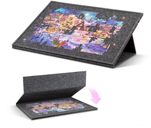 Jigpal 1500 Pieces Tilting Jigsaw Puzzle Board with 2-in-1 Stand and Cover, Felt Jigsaw Storage Table with 3 Angle Adjustable, Lightweight & Portable Puzzle Board for Adult