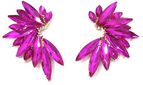 Pendientes Cristales Colores Mujer Pendientes Fiesta Boda Medio Aro, chapado oro buganvilla