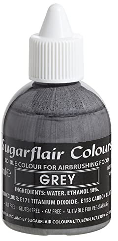 Sugarflair Grey Edible Airbrush Colour - Edible Food Colouring Airbrush Paint for Cakes, Cupcakes, Icing and Cake Decorations - 60ml