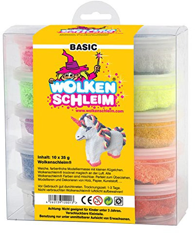 Wolkenschleim 78930-R - Wolkenschleim Basic Set, 10 Dosen, 35 g, ['schwarz', 'weiß', 'blau', 'gelb', 'rot', 'neon orange', lila', grün', gelb', rosa']