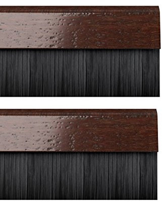 STORMGUARD 02AM0010838DWO BDS Cover Clip Bottom of The Door Brush Draught Seal, Dark Oak, 838mm, Set of 2 Pieces