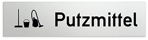 Türschilder24 Kinekt3d Leitsysteme Schild/Türschild 160 x 40 x 1,5 mm - Aluminium Vollmaterial eloxiert - Oberfläche in geschliffener Edelstahloptik - 100% Made in Germany (Putzmittel/Hauswirtschaft)